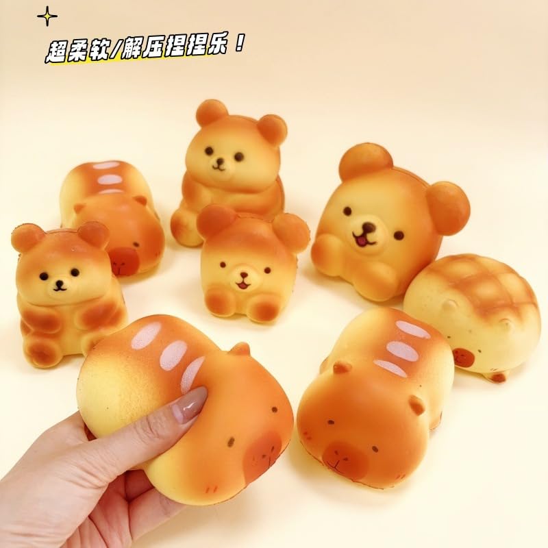 BONTOUJOUR Cute Bread Toast Capybara Squishy Toy - Slow Rising Soft Squeeze for Stress Relief