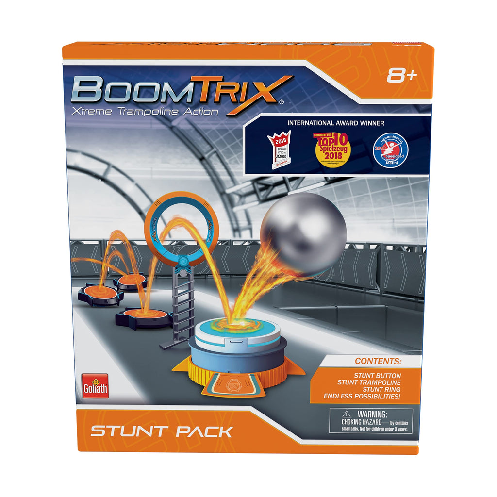 Boomtrix Stunt Pack by Goliath - Metal Ball Chain Reaction Kit with Trampoline & Stunt Button - STEM Ages 8+