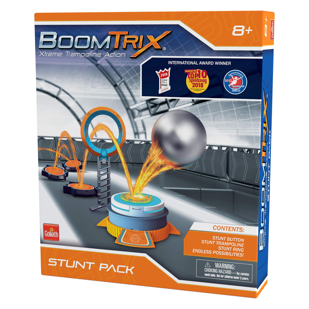 Boomtrix Stunt Pack by Goliath - Metal Ball Chain Reaction Kit with Trampoline & Stunt Button - STEM Ages 8+