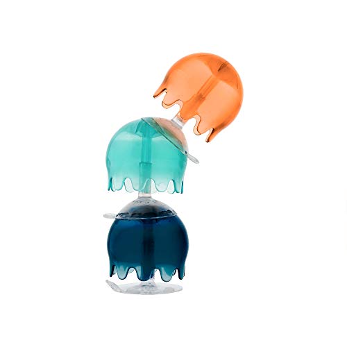 Boon Jellies Suction Cup Bath Toys – 9 Jellyfish for Sensory Play, Navy/Coral, Ages 12 Months+