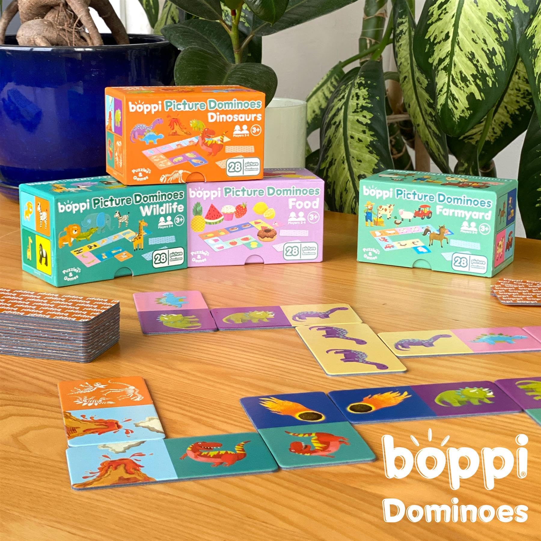 boppi Farmyard Animal Dominoes Set for Toddlers – 28 Picture Cards, Eco-Friendly Recycled Cardboard, Ages 3+