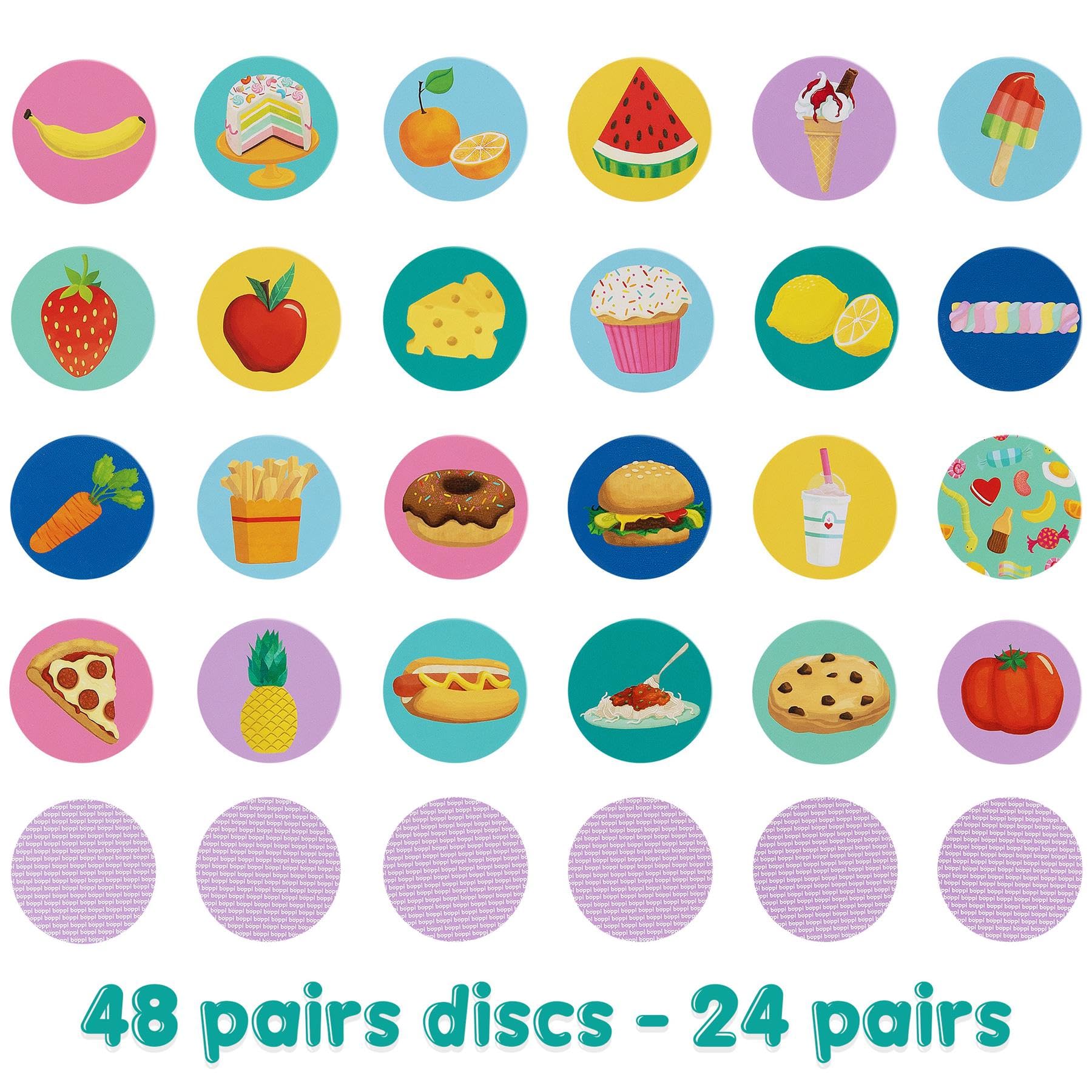 boppi Food Memory Game for Toddlers Ages 3+ - 48 Matching Cards