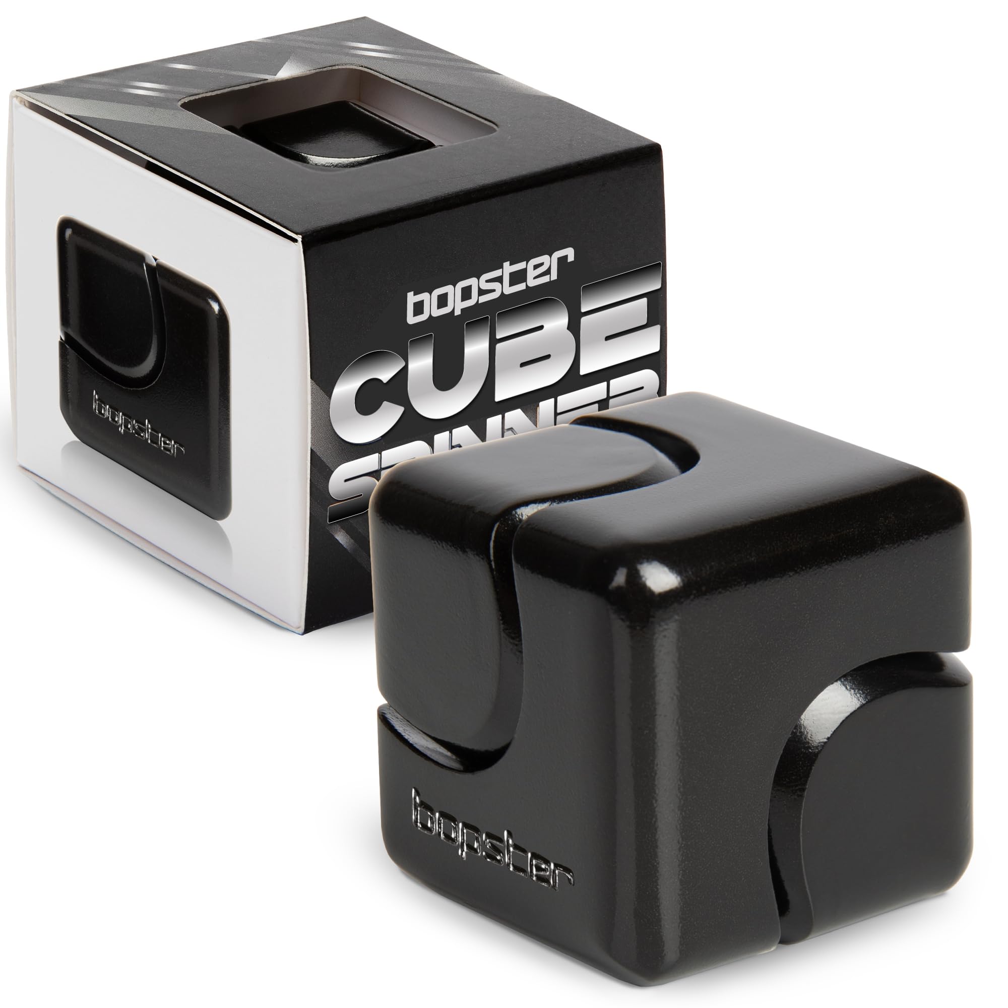 Bopster Anodised Aluminium Fidget Cube Spinner – Pocket-Sized Stress Relief Toy for Focus, Anxiety, ADHD – Black