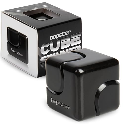 Bopster Anodised Aluminium Fidget Cube Spinner – Pocket-Sized Stress Relief Toy for Focus, Anxiety, ADHD – Black