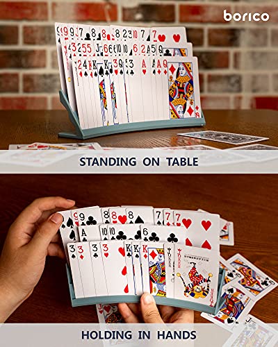 BORICO Card Holders 2-Pack: Stackable Playing Card Tray with Travel Pouch, Holds 40 Cards Each, for Kids and Adults (Red)