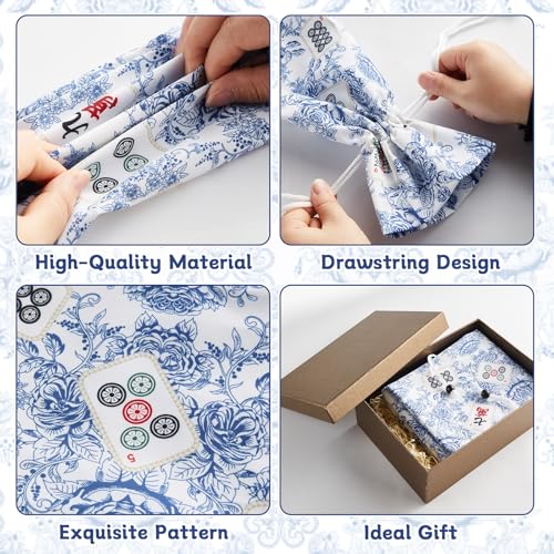 Bornerwhite 2-Pack Blue Drawstring Mahjong Bags – 26-Inch Protective Sleeve for Racks and Pushers