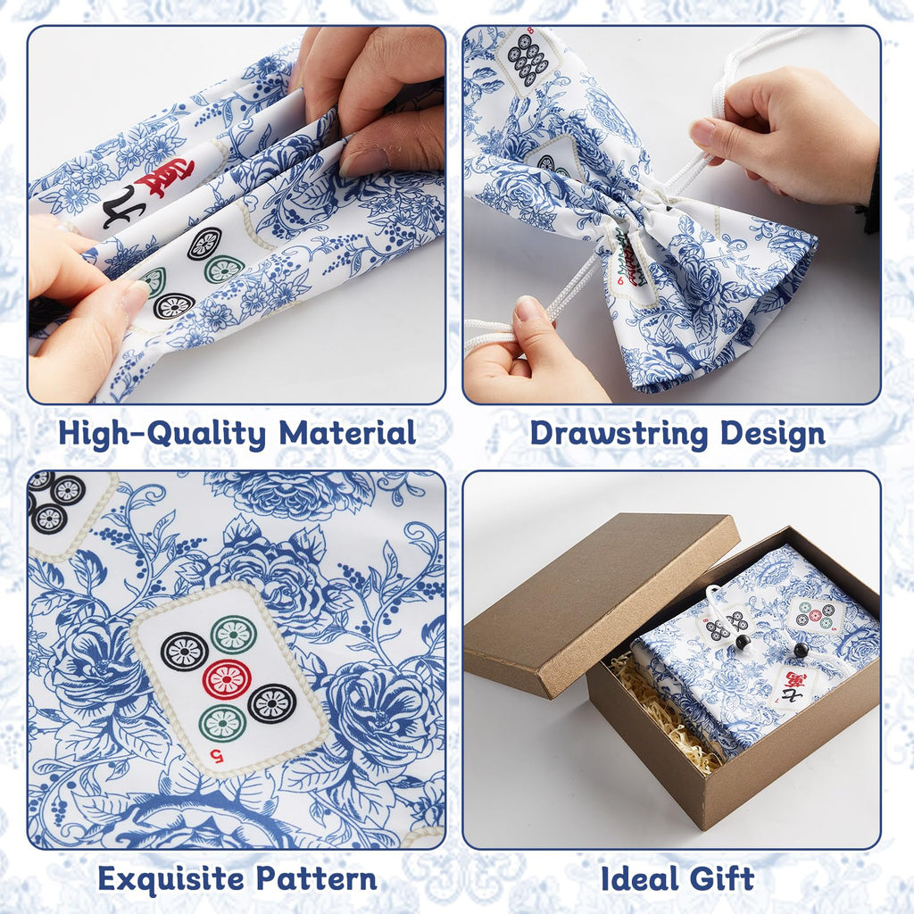 Bornerwhite 2-Pack Blue Drawstring Mahjong Bags – 26-Inch Protective Sleeve for Racks and Pushers