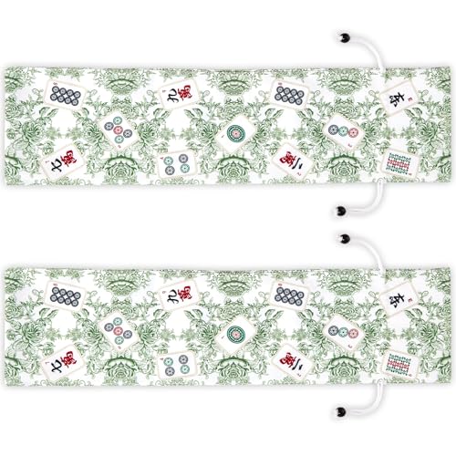 Bornerwhite 2-Pack Green Drawstring Mahjong Bags - 26 Inch Protective Sleeve for Racks and Tiles