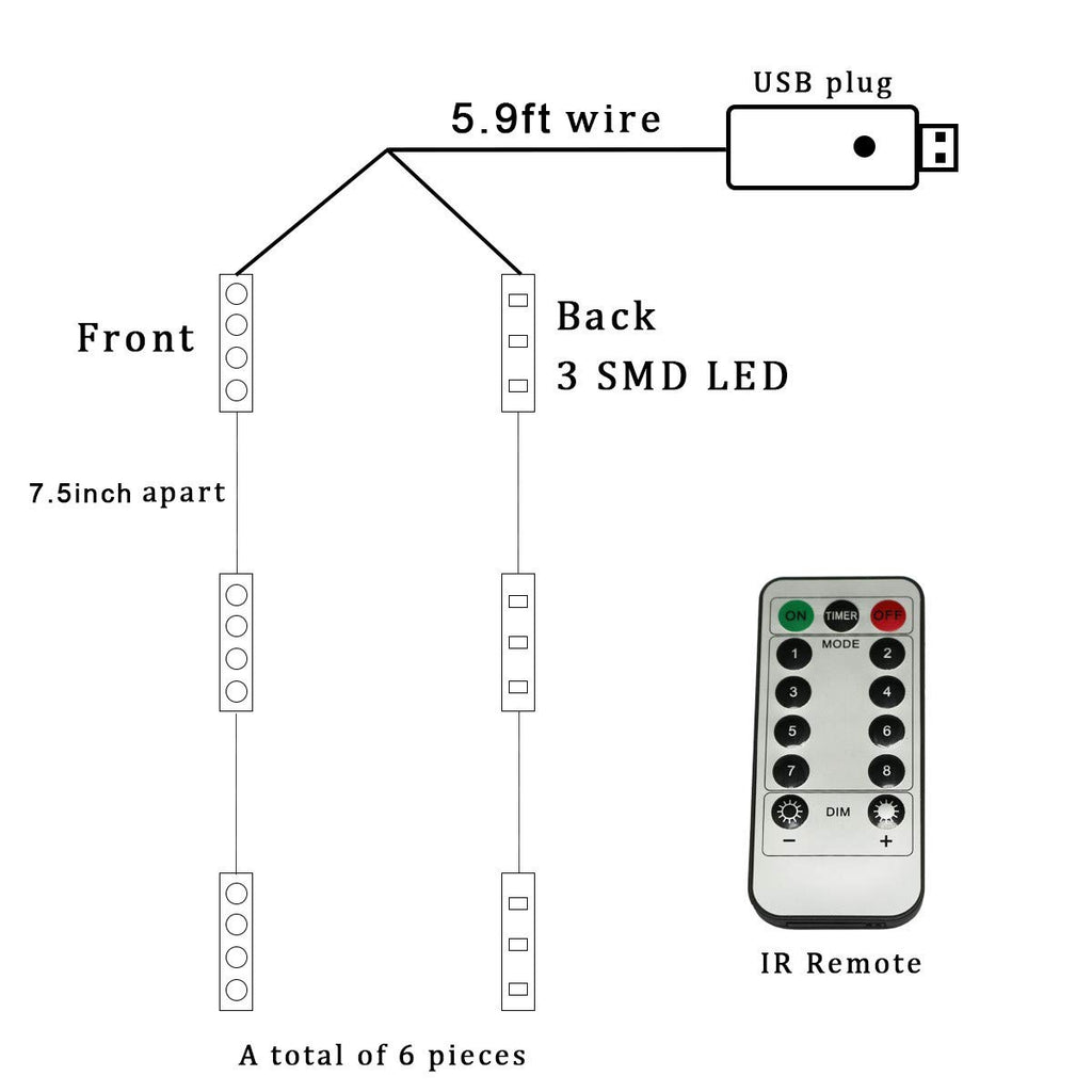 Bowerful LED Down Lights for Building Bricks – 6 Blue LEDs, USB Powered with Remote & Dimmer