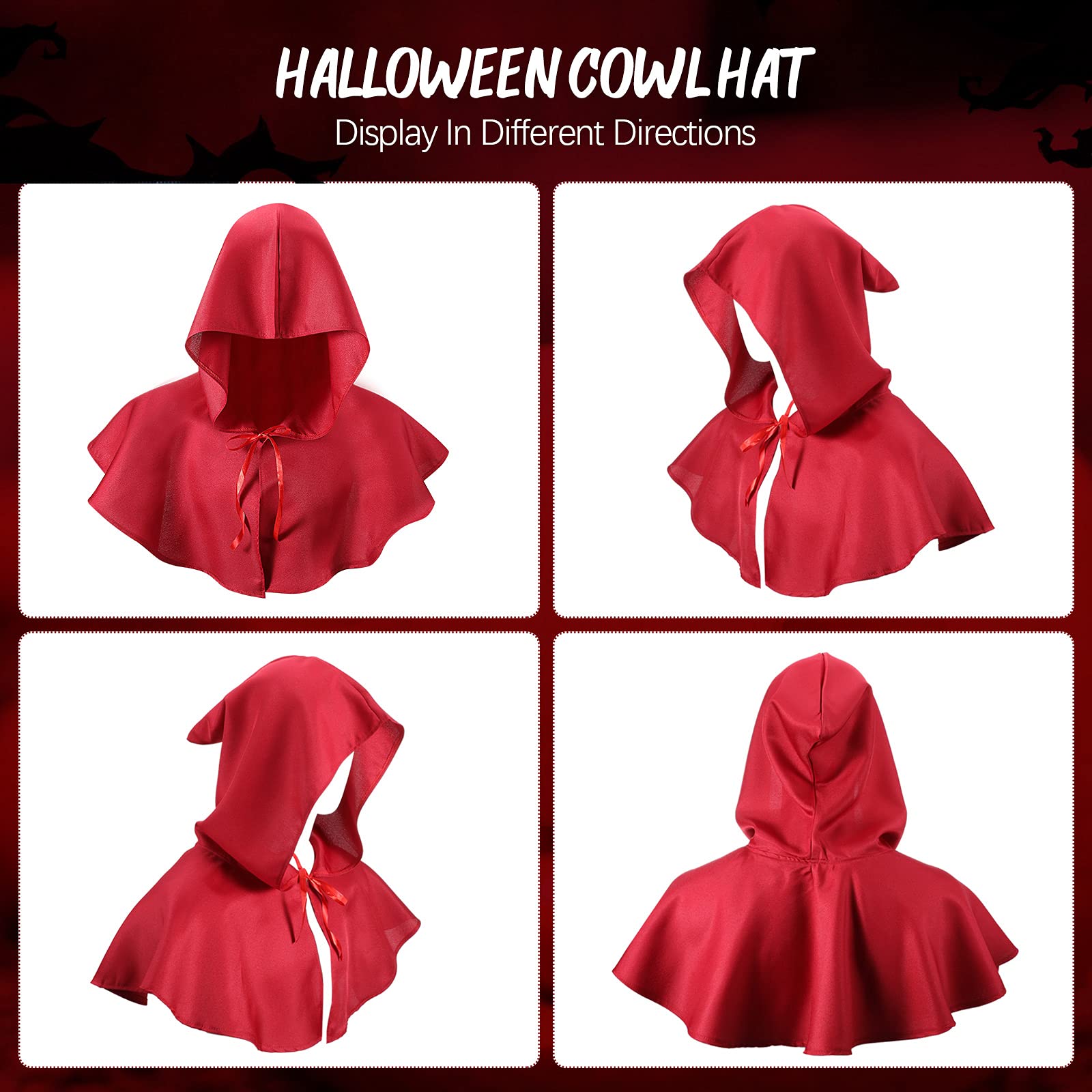 Boyiee Unisex Medieval Hood Cowl - Grim Cloak & Plague Doctor Hat for Cosplay Costume