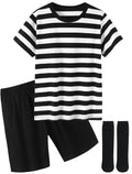 Boys Halloween Costume: Black and White Striped Shirt with Short Socks by UIMLK