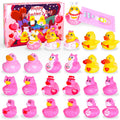 BOZILY 24 Pink Rubber Ducks Bulk Pack – Mini Bath Toys for Parties, Cruises & Prizes