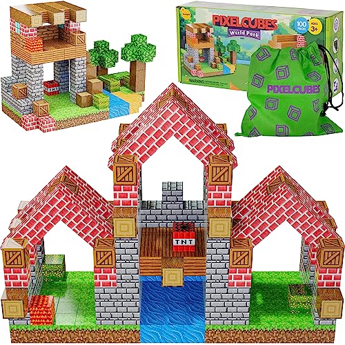 BrainSpark 100-Piece Magnetic Pixel Cubes – World-Themed STEM Building Blocks for Kids Ages 3-9
