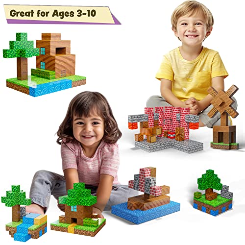 BrainSpark 100-Piece Magnetic Pixel Cubes – World-Themed STEM Building Blocks for Kids Ages 3-9