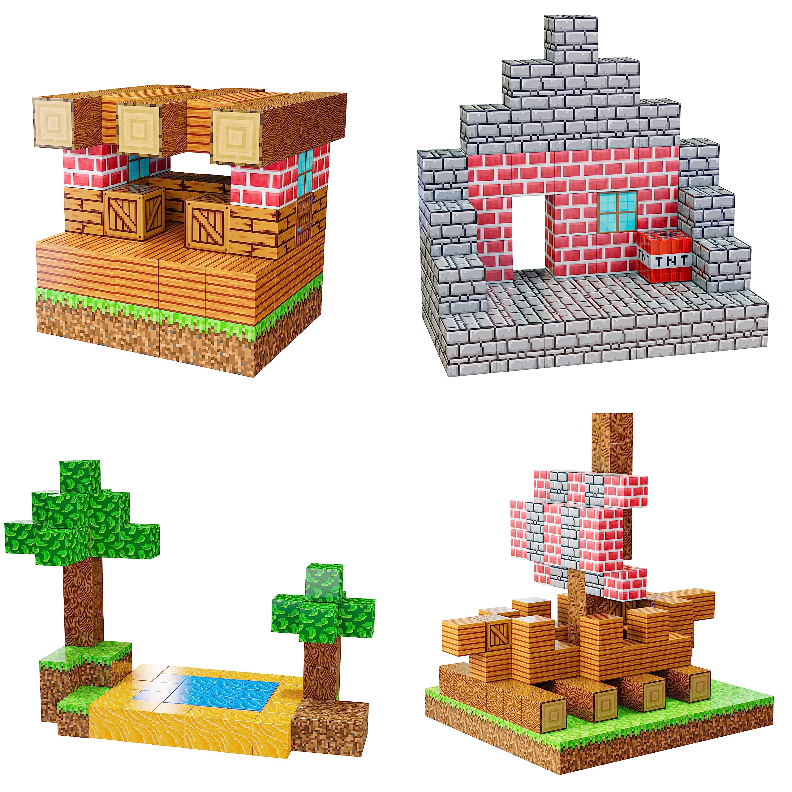 BrainSpark 100-Piece Magnetic Pixel Cubes – World-Themed STEM Building Blocks for Kids Ages 3-9