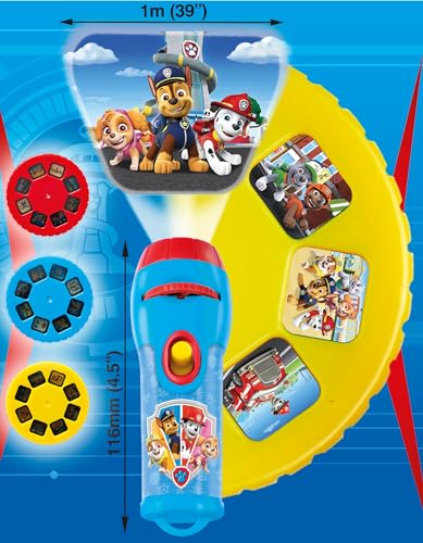 Brainstorm Toys Paw Patrol Torch & Projector – Handheld Flashlight with 24 Color Image Discs, Ages 3+