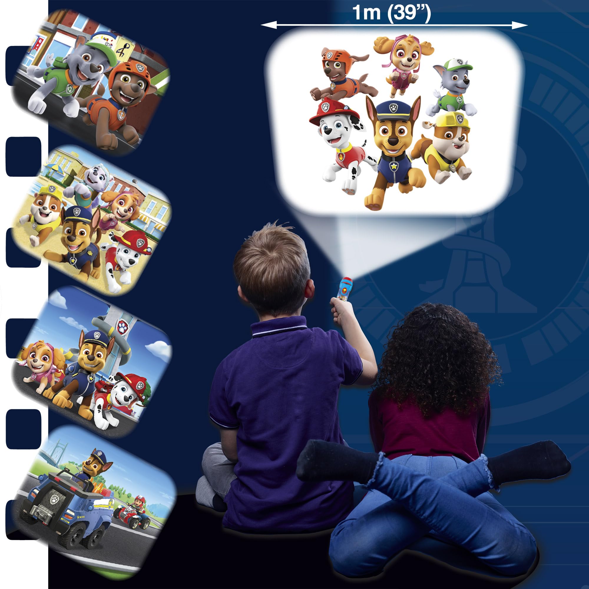 Brainstorm Toys Paw Patrol Torch & Projector – Handheld Flashlight with 24 Color Image Discs, Ages 3+