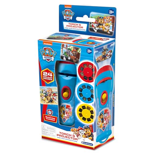 Brainstorm Toys Paw Patrol Torch & Projector – Handheld Flashlight with 24 Color Image Discs, Ages 3+
