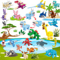 BRAITEN 24 Pack Animal Mini Block Sets – 72 Builds, Party Favors for Kids Ages 6-12