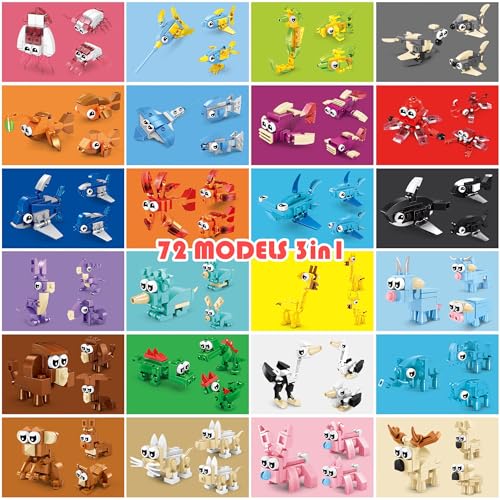 BRAITEN 24 Pack Animal Mini Block Sets – 72 Builds, Party Favors for Kids Ages 6-12