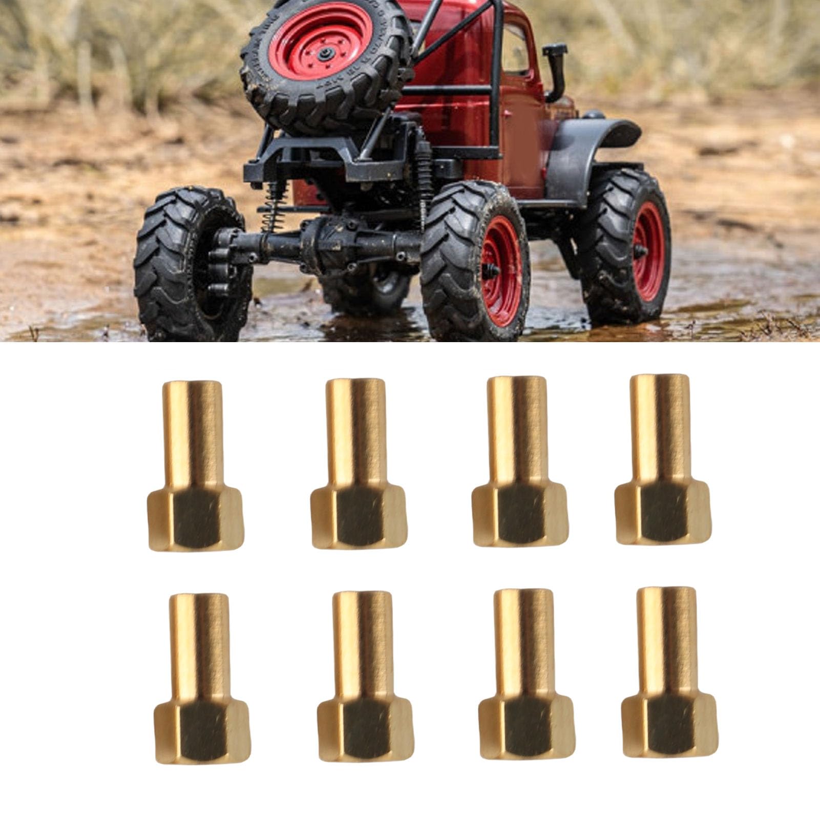 Brass Hex Nut Set 8Pcs for SCX24 RC Car – 5mm Thread Lock Nuts, Gold Finish