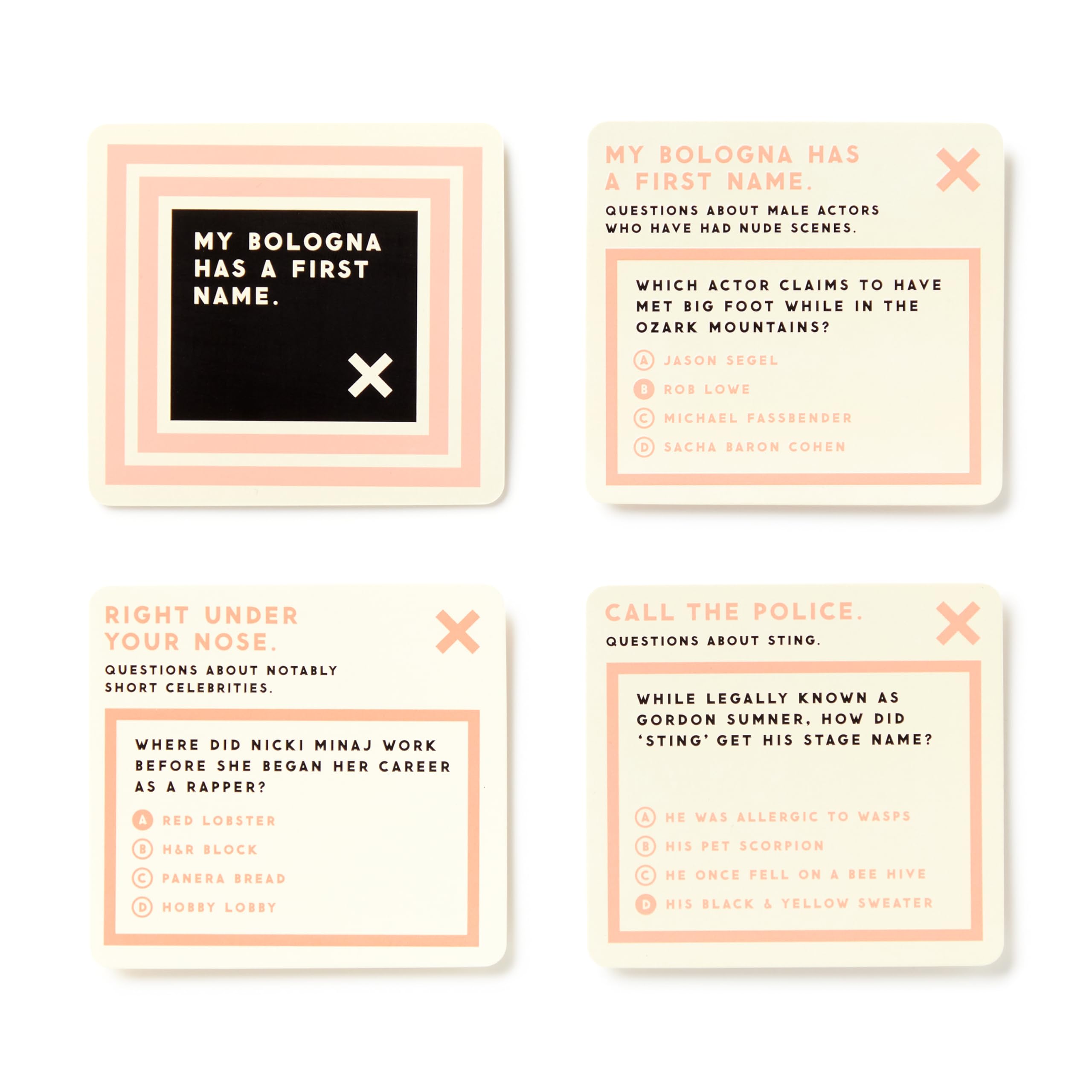 Brass Monkey Irrelevant Celebrity Trivia Game – 200 Cards with Misleading Categories