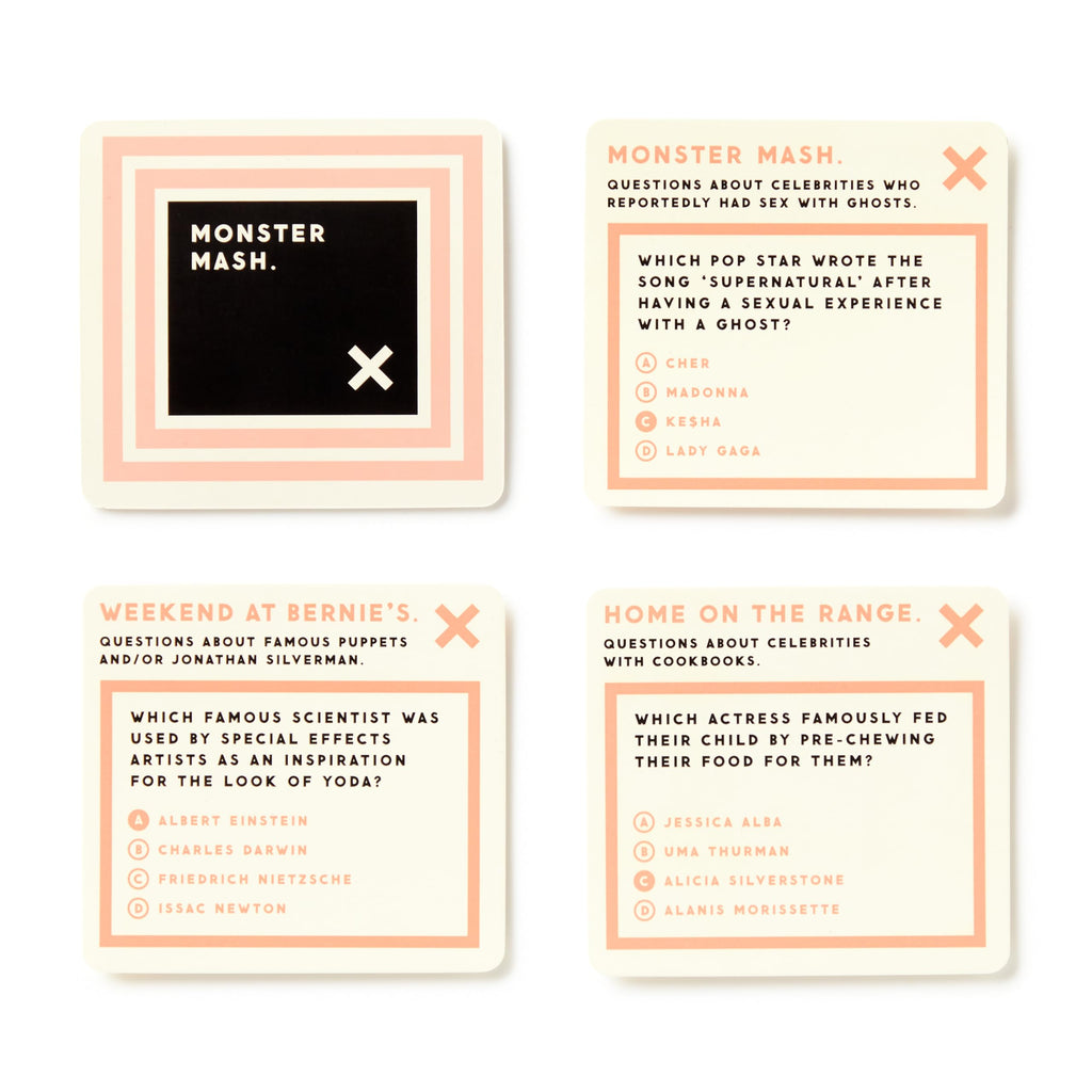 Brass Monkey Irrelevant Celebrity Trivia Game – 200 Cards with Misleading Categories