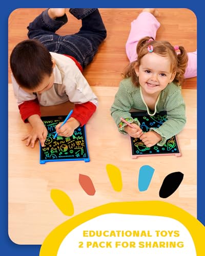 bravokids 3-Pack LCD Writing Tablet for Kids 3-8 Years – 8.5 Inch Colorful Doodle Board with 6 Stylus Pens