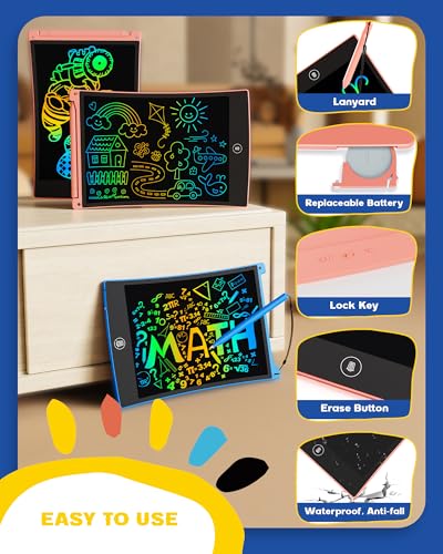 bravokids 3-Pack LCD Writing Tablet for Kids 3-8 Years – 8.5 Inch Colorful Doodle Board with 6 Stylus Pens