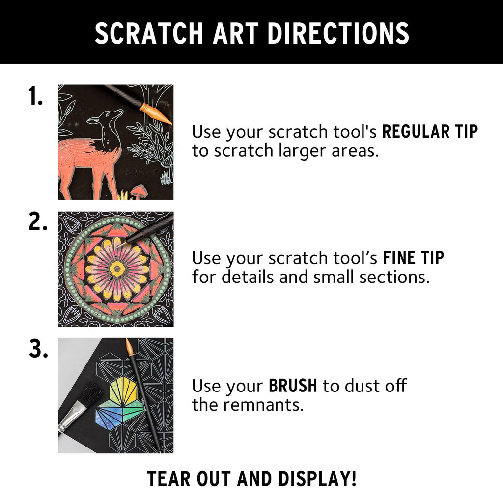 Brea Reese Scratch Art Pad: 12 Celestial 8x8 Metallic Designs for Adult Relaxation