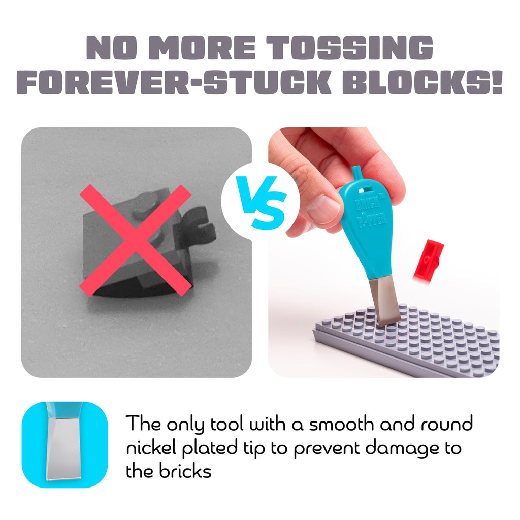 Brick Popper Separator Tool - Light Blue: Quickly Remove Stuck Bricks Without Damage