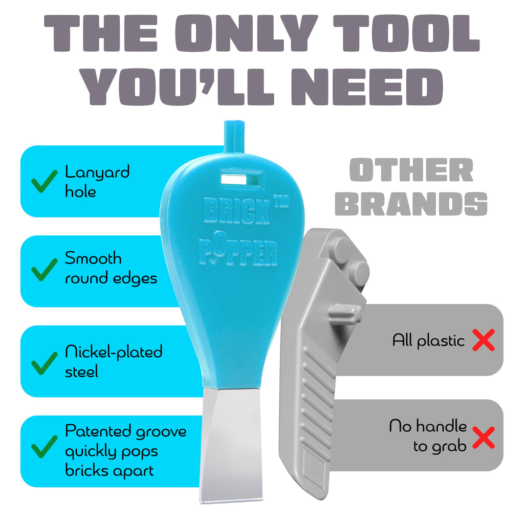 Brick Popper Separator Tool - Light Blue: Quickly Remove Stuck Bricks Without Damage