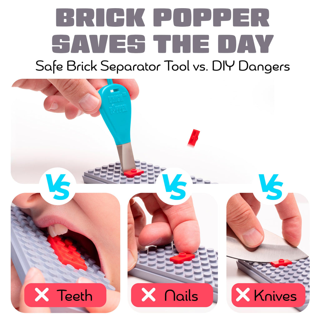 Brick Popper Separator Tool - Light Blue: Quickly Remove Stuck Bricks Without Damage