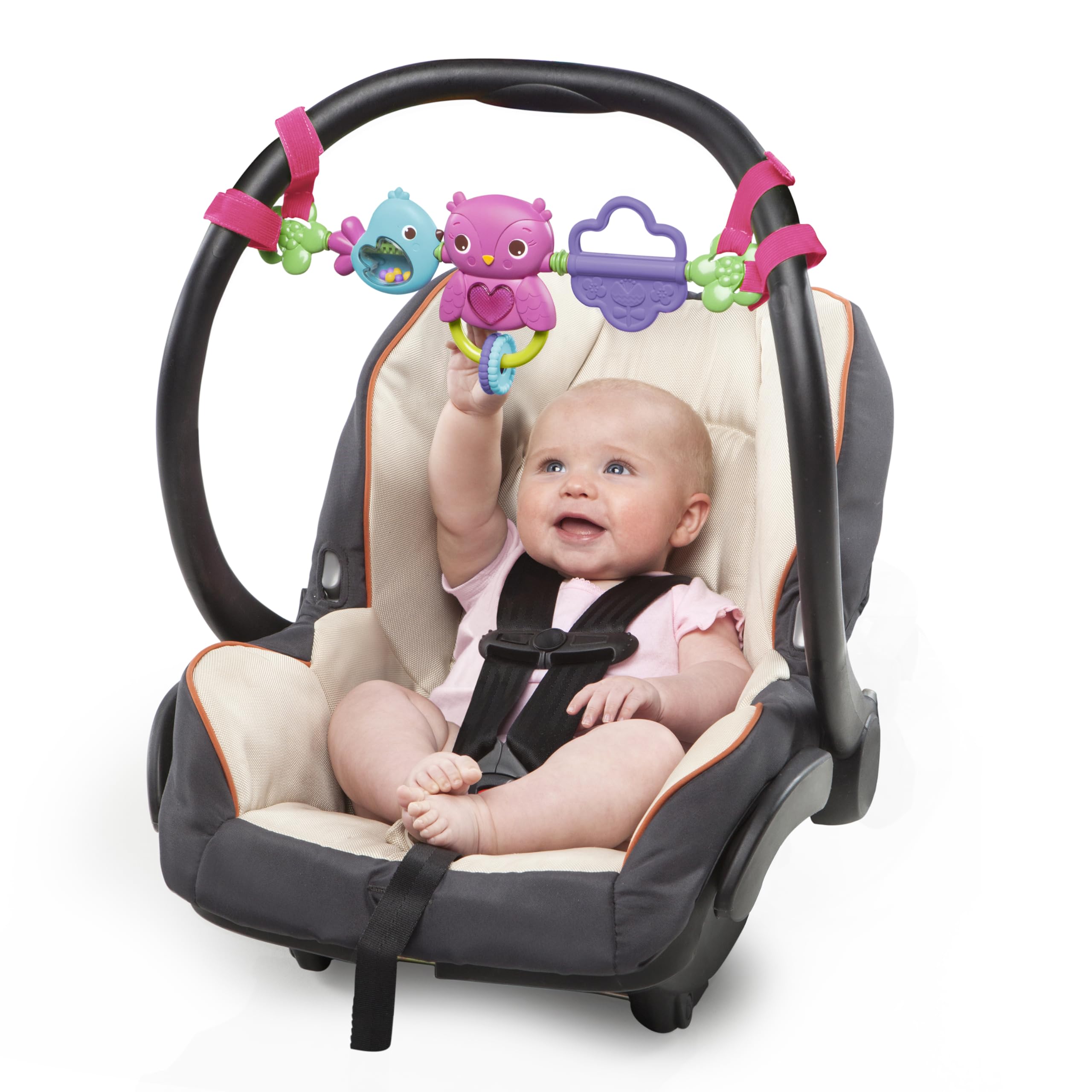 Bright Starts Busy Birdies Carrier Toy Bar - Musical Lights & Activities for Newborns+