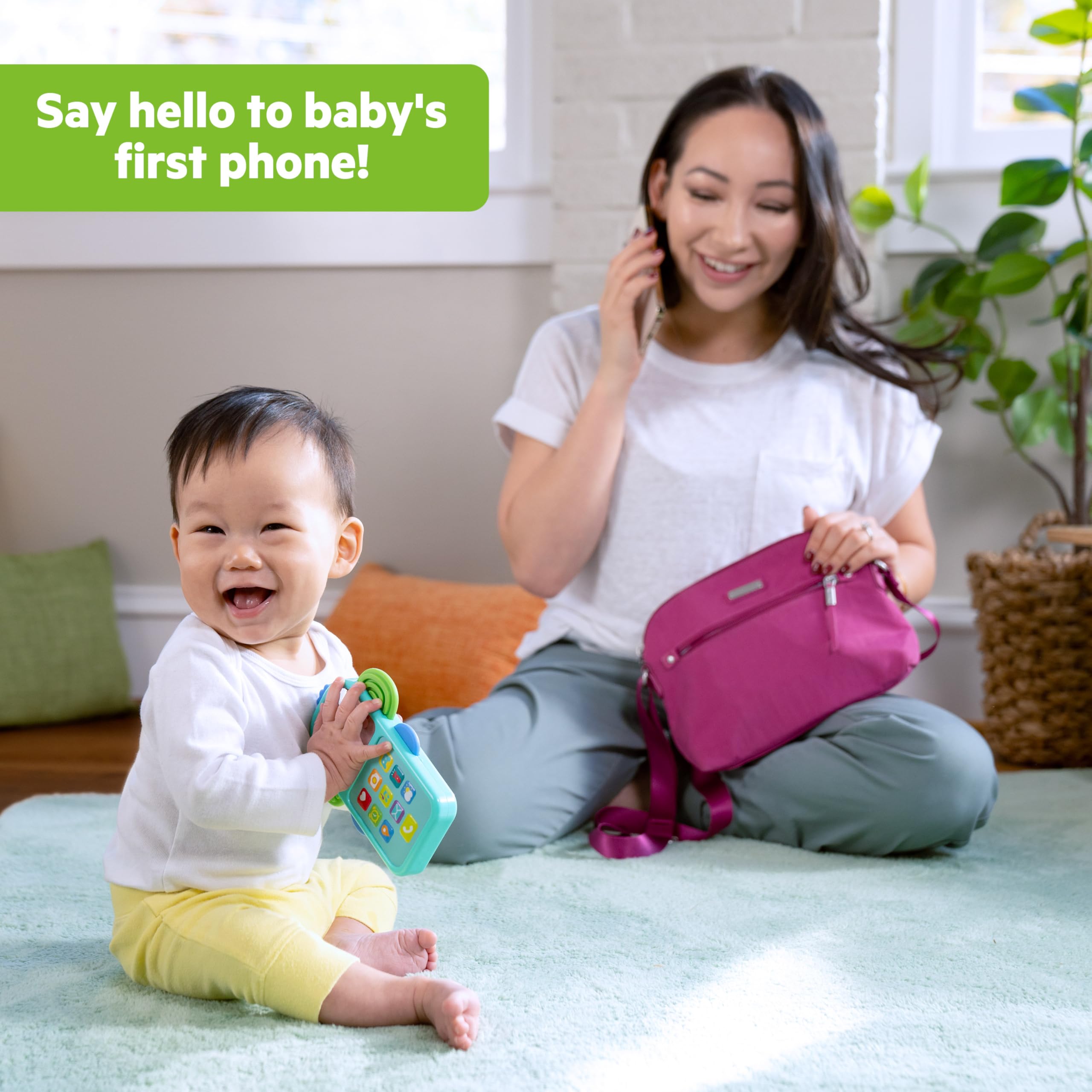 Bright Starts Elephone Baby Phone Toy – Lights, 20+ Sounds & Textured Elephant Ears for 6+ Months