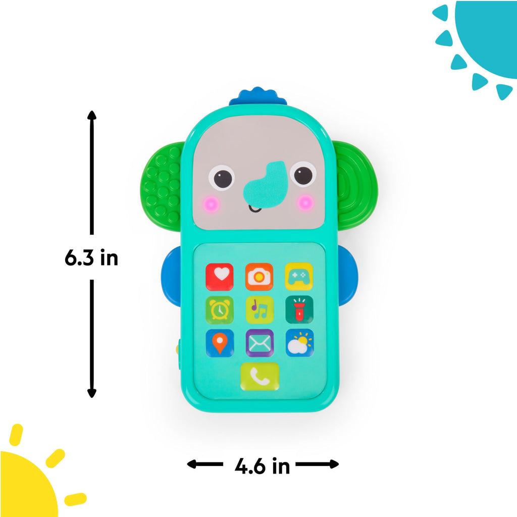 Bright Starts Elephone Baby Phone Toy – Lights, 20+ Sounds & Textured Elephant Ears for 6+ Months