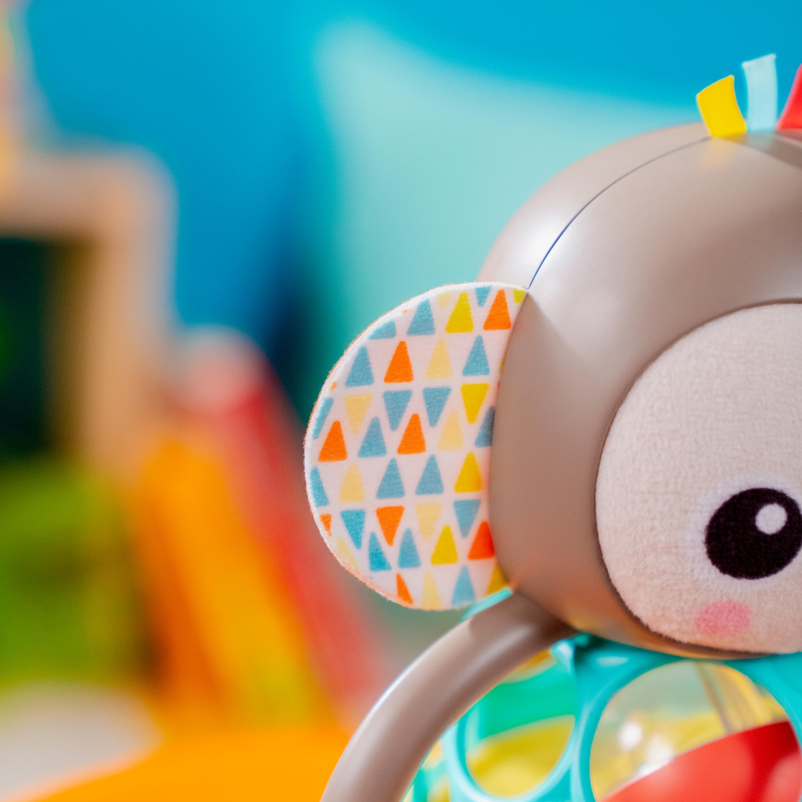 Bright Starts Grab & Giggle Monkey – Light-Up Musical Rattle with Oball for Babies 6 Months+