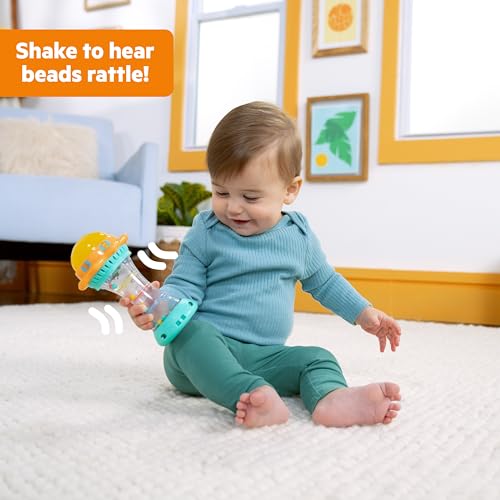 Bright Starts Just for Sun Flashlight Toy – Glowing Dome, Animal Sounds, Rainstick Rattle & Mirror, Ages 6 Months+