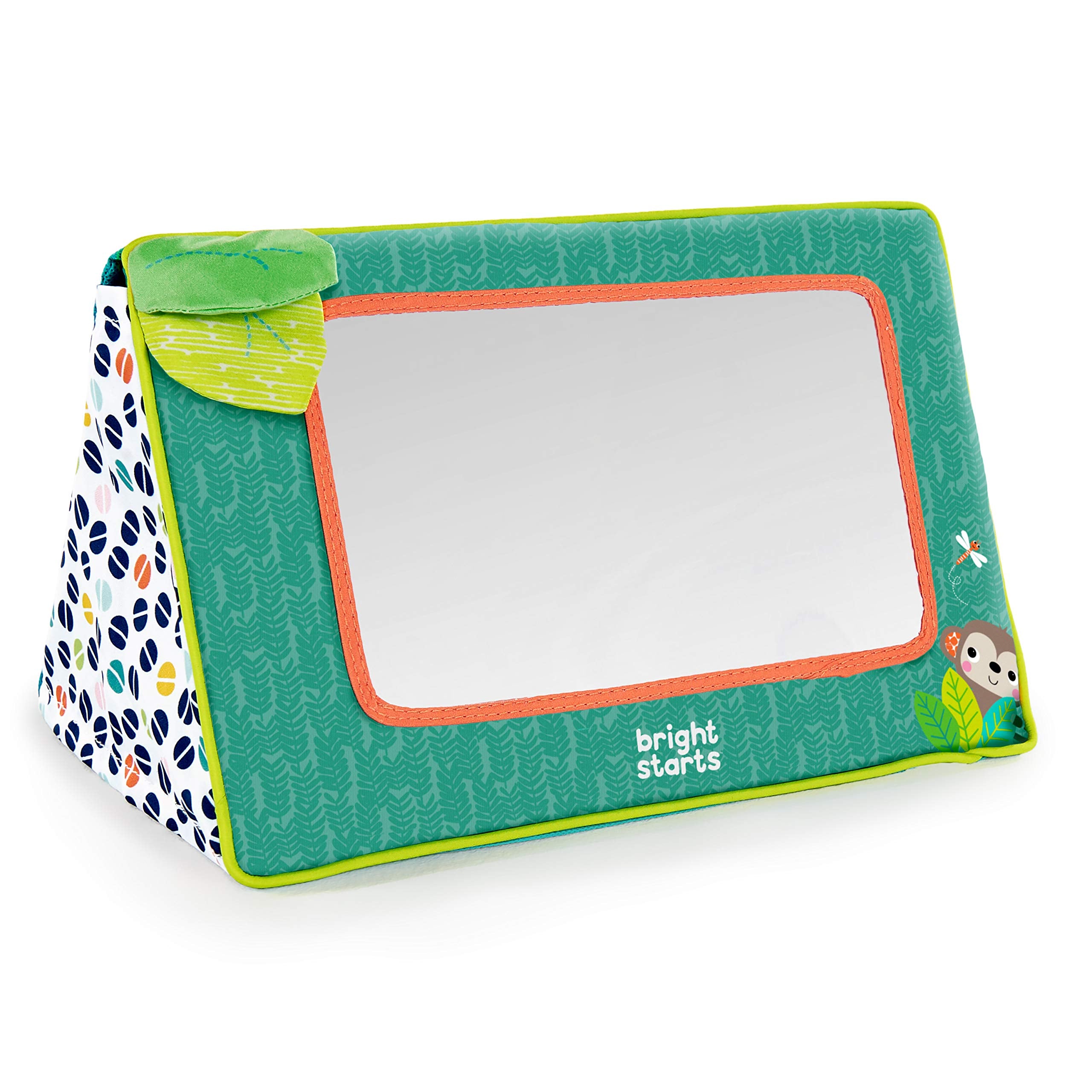 Bright Starts Sit and See Safari Floor Mirror – Tummy Time Toy with Crinkly Leaves, Newborn+