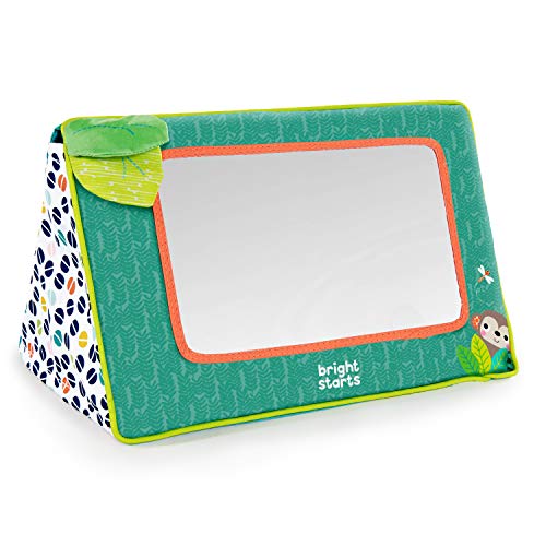 Bright Starts Sit and See Safari Floor Mirror – Tummy Time Toy with Crinkly Leaves, Newborn+
