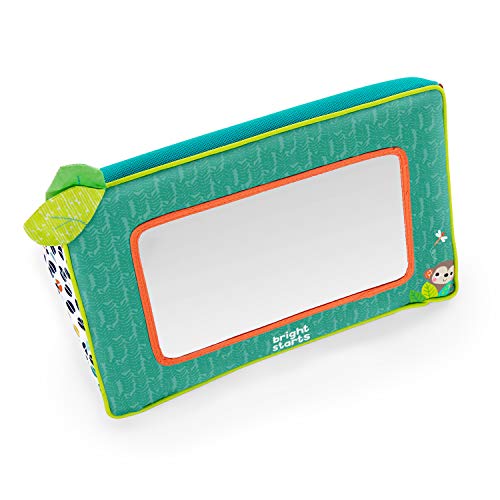 Bright Starts Sit and See Safari Floor Mirror – Tummy Time Toy with Crinkly Leaves, Newborn+