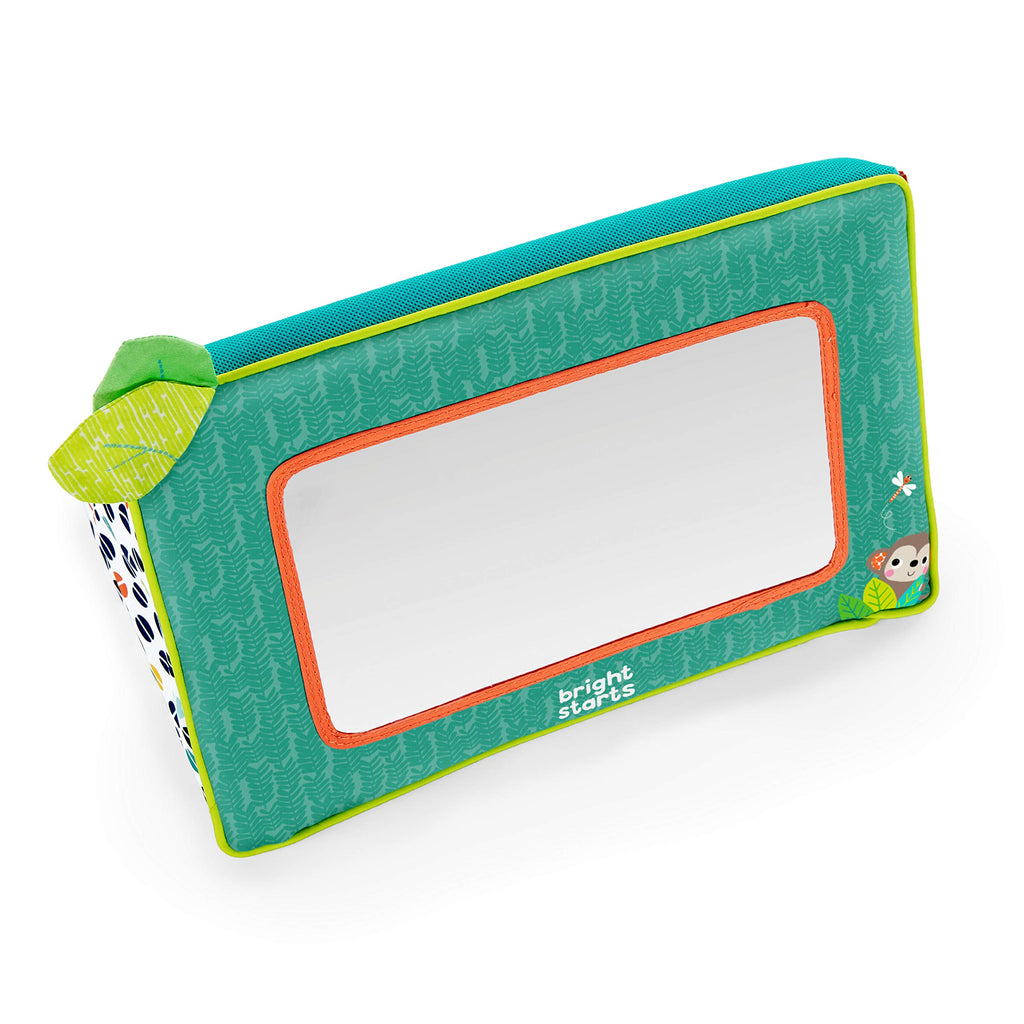 Bright Starts Sit and See Safari Floor Mirror – Tummy Time Toy with Crinkly Leaves, Newborn+
