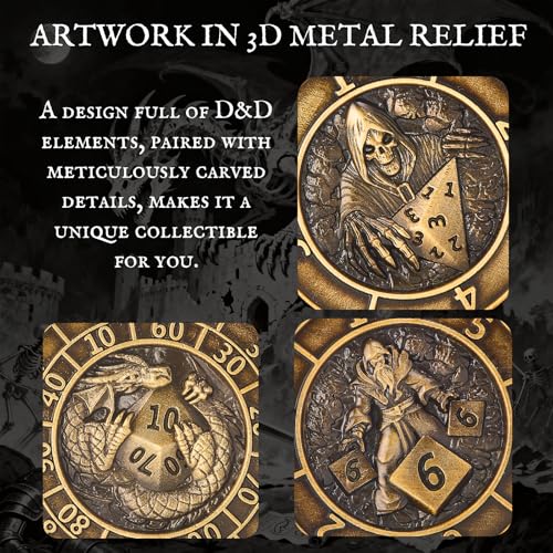 Bronze Metal Spinner Dice Set – 7-in-1 Polyhedral RPG Dice for D&D and TTRPGs