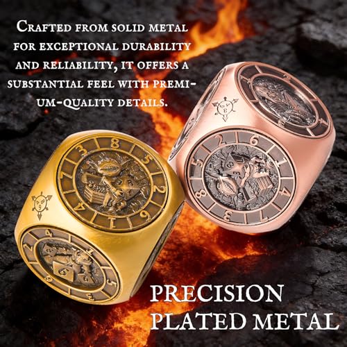 Bronze Metal Spinner Dice Set – 7-in-1 Polyhedral RPG Dice for D&D and TTRPGs