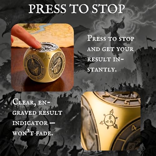 Bronze Metal Spinner Dice Set – 7-in-1 Polyhedral RPG Dice for D&D and TTRPGs