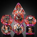 Brown Bear D&D Dice Set – 7 Polyhedral Resin Dice with Velvet Bag