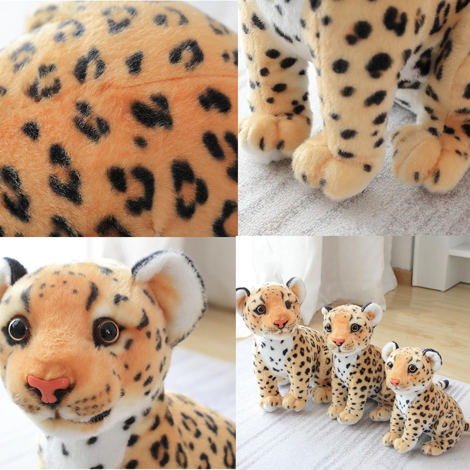 Brown Cheetah Stuffed Animal 8 Inch - Realistic Plush Toy by TUKVESZE