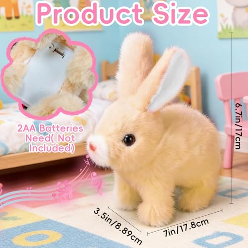 Brown Interactive Plush Bunny Toy with Carrot - Walking, Hopping, and Sounds for Kids