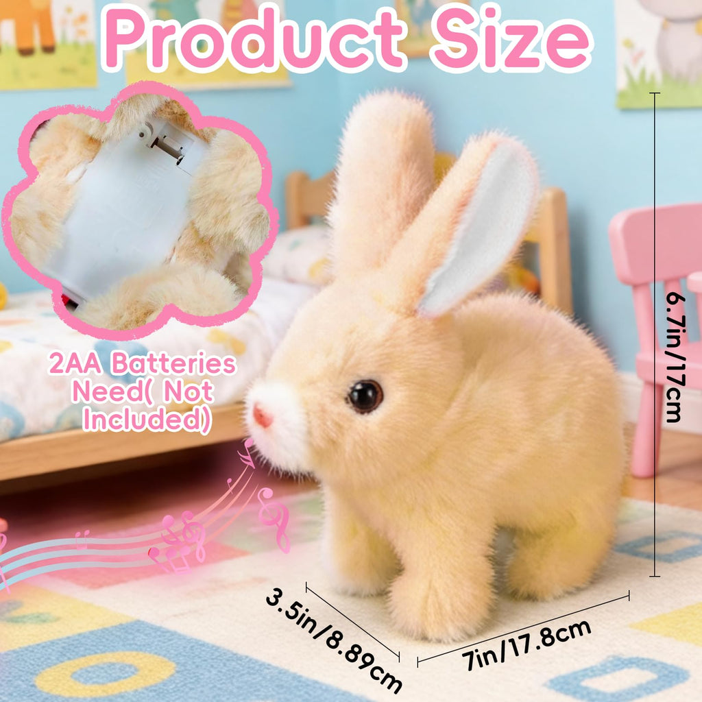 Brown Interactive Plush Bunny Toy with Carrot - Walking, Hopping, and Sounds for Kids