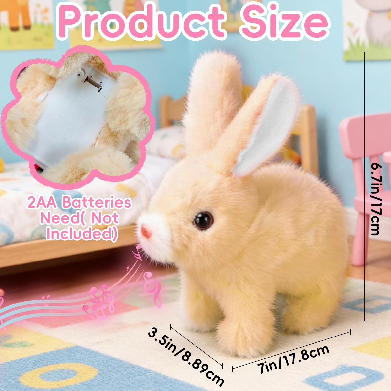 Brown Interactive Plush Bunny Toy with Carrot - Walking, Hopping, and Sounds for Kids